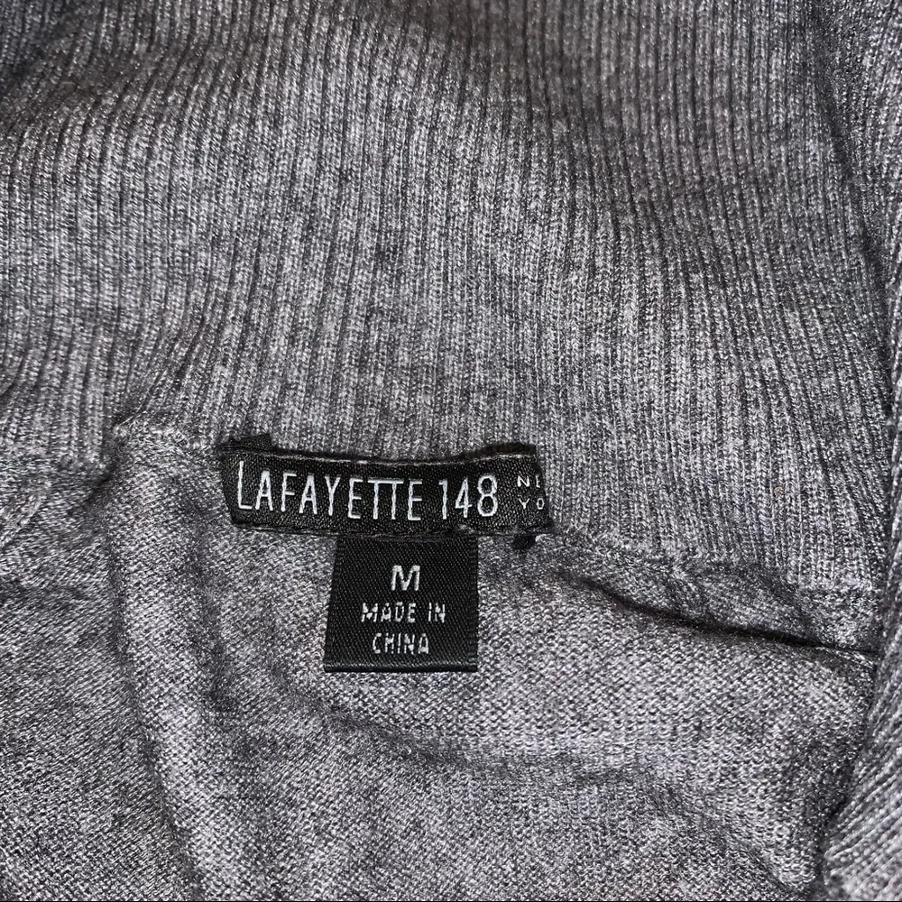 Lafayette 148 New York Gray Cashmere Blend Full Zip Sweater Jacket size Medium